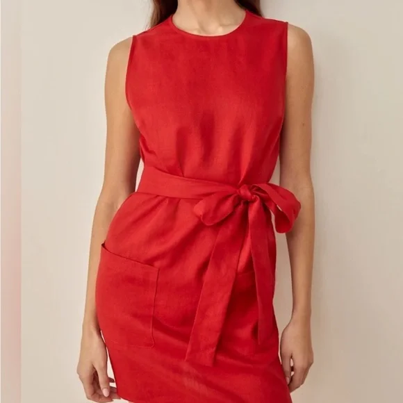 Reformation | Dresses | Reformation Sz Xs Sommer 0 Linen Mini Dress Pockets  Red Excellent | Poshmark